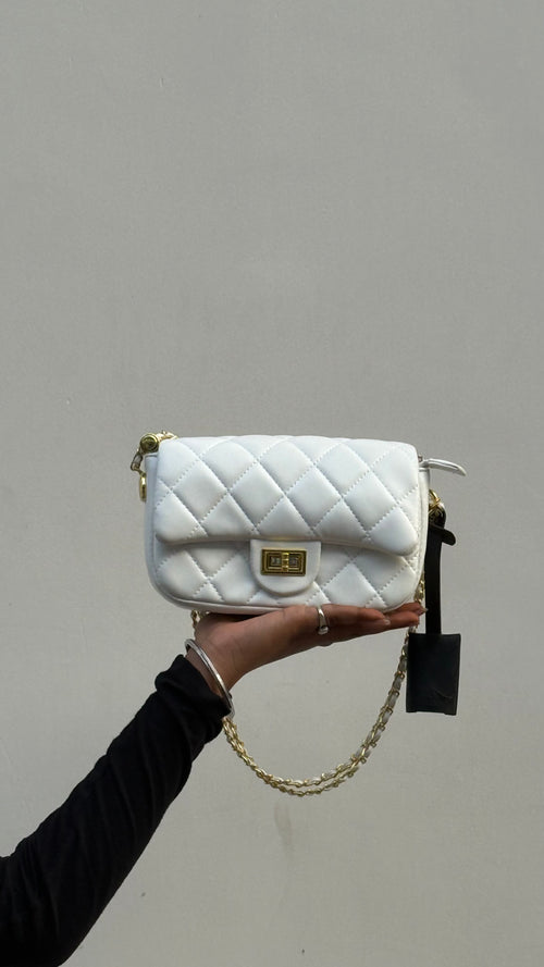 Quilted Sling Bag – Gold Turn‑Lock