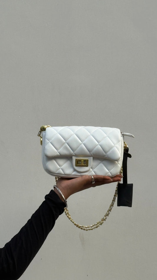 Quilted Sling Bag – Gold Turn‑Lock