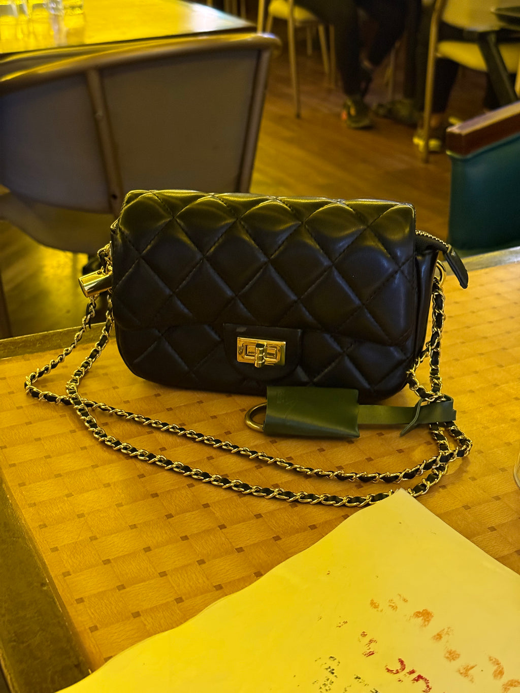 Quilted Sling Bag – Gold Turn‑Lock