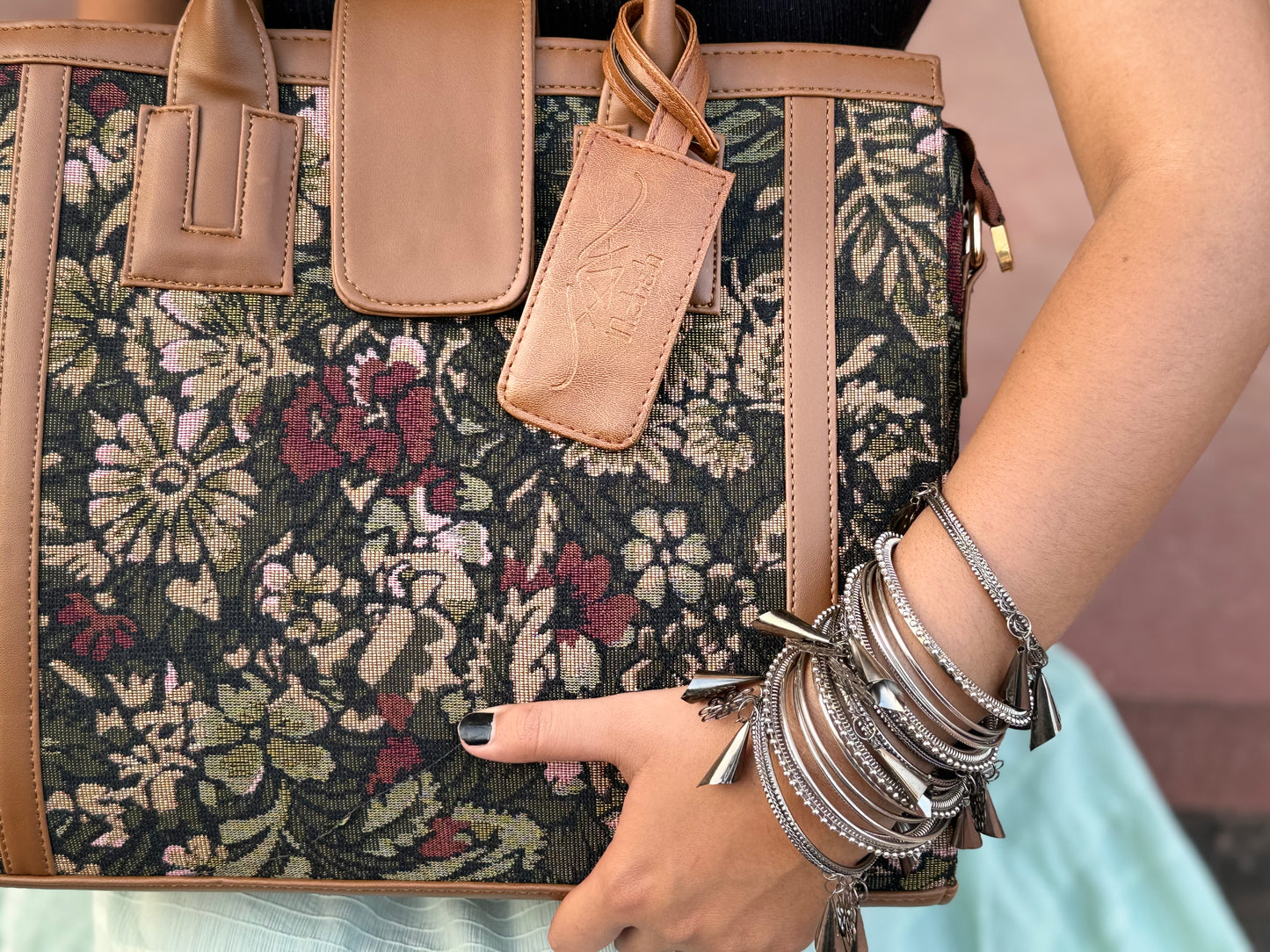 The Flora Handbag | Vintage Botanical Tapestry Tote Bag